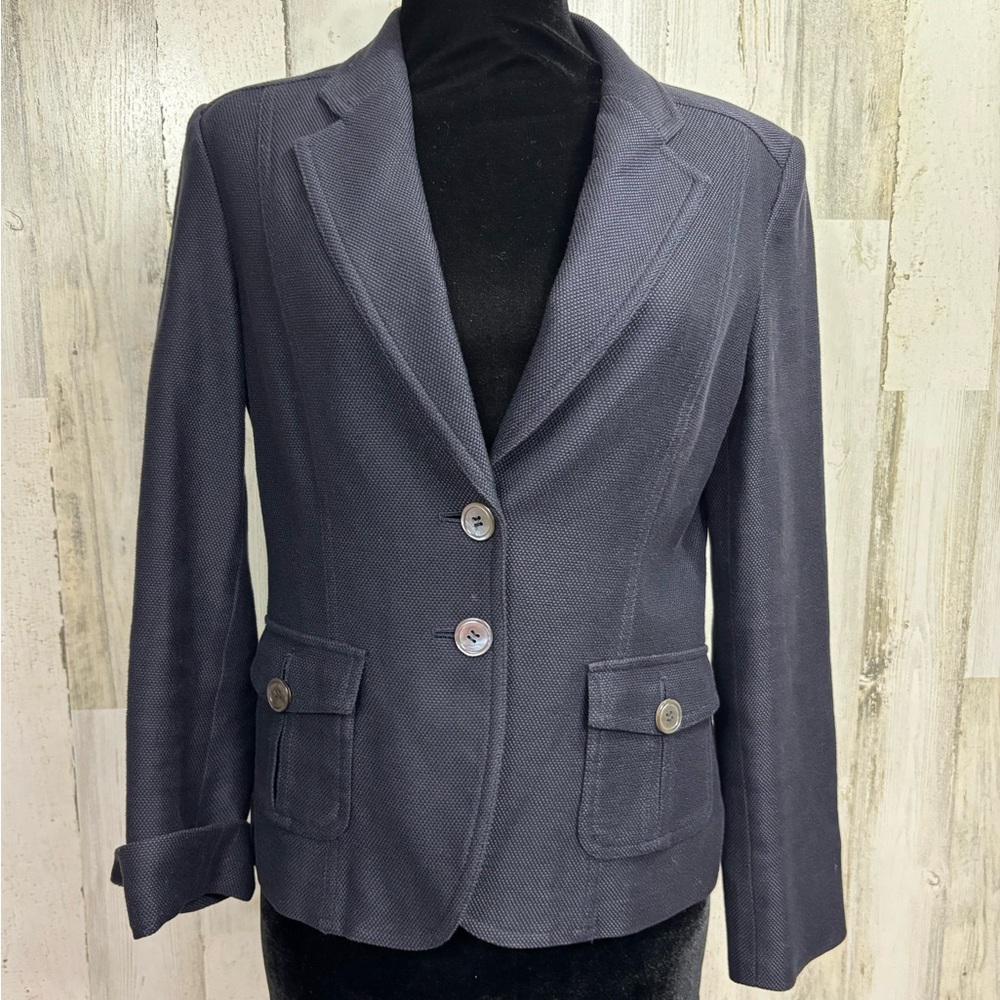 Talbots Vintage Textured Navy Cotton‎ Blazer